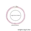 Pink zircon tennis bracelet with silver finish and size specifications, 19cm length - 4.0 White Gold Pink Zirconia - 19cm