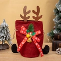 Red Christmas reindeer gift bag with gold antlers and snowflake ribbon bow detail - Red Reindeer Antler Style