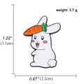 Cute white rabbit brooch with carrot detail showing 3.1cm height and 2.2cm width dimensions - Rabbit with Carrot