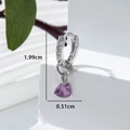 Silberne Creolen mit lila Herz-Zirkonia-Anhänger und 1,99 cm Höhenmaßangabe - Violett (Einzeln)