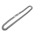 Collar de cadena cubana de acero inoxidable plateado pulido con cierre de langosta - 12mm de Ancho 50cm de Largo