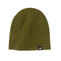 Gorro de punto de lana pura verde oliva con textura acanalada y parche de logo - Talla única / Amarillo y Verde
