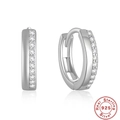 Elegant S925 sterling silver hoop earrings with cubic zirconia stones and secure clasp - Style 1 / White Gold