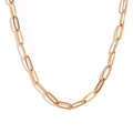 Minimalist gold-plated stainless steel paperclip chain necklace with an adjustable link - 4.4mm Paperclip Chain (80cm+10cm) / Gold