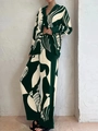 Completo due pezzi con camicia a maniche lunghe e pantaloni larghi a stampa geometrica - S / Verde
