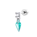 Silver kite-shaped zircon drop earring with light blue crystal and screw back design - Single Piece / Light Green (A1047-6#)