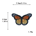 Orange and black butterfly embroidery patch with size dimensions 7.9cm x 4.6cm - Large / With Adhesive / Light Coffee
