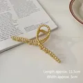 Matte gold large metal hair claw clip with elegant twist rope hollow design for women - Gold Rope Texture Hollow Claw / 11.5*5cm