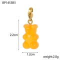 Translucent orange resin gummy bear pendant with gold lobster clasp and size detail - Yellow Semi-Transparent (BP1453B3)