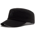 Classic black cotton cadet cap with 3D letter B embroidery shown at a 45-degree angle - Adjustable [54-59cm] / Black