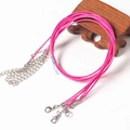 Cordon de collier tressé rose rouge DIY avec fermoir homard et chaîne d'extension - 1.5mm/45+5cm / Rose Foncé