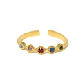 Verstellbarer Titanstahlring mit fünf lebhaften bunten Edelsteinen in Rautenform - Gold Raute Bunte Edelsteine (SR23080506)