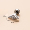 Orecchino in acciaio 16G argento con zirconi micro-incastonati a forma di ventaglio - Argento 3# (Geometrico Zircone)