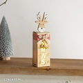 Luminous Christmas wooden cabin ornament with XMAS cutout and reindeer detail 22x6x7cm - 22x6x7cm / Christmas Reindeer Wooden Table Ornament