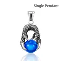 Ciondolo da uomo a forma di artiglio di drago in acciaio inox con perla blu lucida - Perlina Blu (Solo Ciondolo)