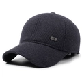 Berretto da baseball invernale da uomo in twill grigio-blu scuro con logo in metallo - Regolabile / Blu navy