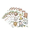 Detail of colorful cartoon zoo animal paper napkins for kids birthday party table setting - Graphic Napkins