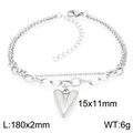Silbernes zweischichtiges Edelstahlarmband mit Herzanhänger und Produktabmessungen - Stahlfarbenes Armband (KB202984-Z)