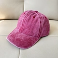 Detailed texture of dark red washed cotton baseball cap with vintage distressed finish - 54cm 4-10 Years / Burgundy