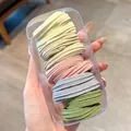 Set of high elastic ribbed hair ties in macaron colors with a clear storage box - Horizontal Style / 10 Pcs/Set / Macaron Color