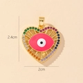 Golden heart-shaped devil eye pendant with colorful stones, size 2.4cm by 2.0cm - Gold Heart Evil Eye Colorful Gem Pendant (1)