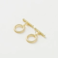 Textured 14k gold plated copper OT toggle clasp set for DIY jewelry making - 14K Coarse Round OT Clasp - 2Pcs/Pack