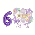 Set di palloncini viola per compleanno con numero 6 da 32 pollici e stelle per bambini - Numero 6 Set