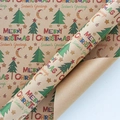 Eco-friendly brown kraft Christmas wrapping paper with hand-drawn holiday patterns - Snow Listening Branches