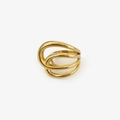 Anello geometrico moderno in acciaio inossidabile placcato oro 18K multistrato da donna - US 7 / Oro Quattro Strati Multi-Cerchio