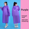 Unisex purple EVA raincoat featuring an oversized hood and adjustable drawstrings - Pullover Purple