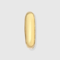 Single golden translucent softgel capsule on white background, vertical orientation - Letter I / 14K Gold