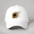 Détail de la casquette de baseball blanche avec imprimé graphique tournesol papillon - Taille Unique (Réglable) / Blanc