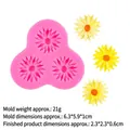 Silikonform in Rosa mit drei Sonnenblumenmotiven und gelben Gänseblümchen-Mustern - 3# Dreifache Sonnenblumen (15-88) / Rosa