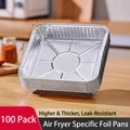 Square 18cm aluminum foil liners for air fryers, 100pcs pack in silver finish - 18cm*18cm (100 Pcs)
