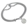 Silver double-layer chain bracelet for men with a smiling face pendant accessory - Double Layer Smiley Pendant