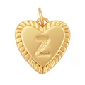 Gold-plated heart pendant with letter Z and elegant rope border detail - Heart Letter Z