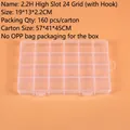 Detailed top view of a 24-compartment transparent storage box, size 19x13x2.2cm - 2.2 High Slot 24-Compartment With Hook (19x13.1x2.2cm)