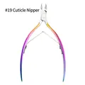 Close-up of rainbow iridescent stainless steel cuticle nipper with double spring model #19 - #19 Rainbow Style / Rainbow