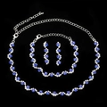 Elegant bridal jewelry set with sapphire blue stones, necklace, bracelet and earrings - 482 Blue Three-piece Set