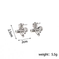 Silver bow butterfly earrings in minimalist polished stainless steel design, 2.5cm height - BE45475AW0 Bowknot Silver