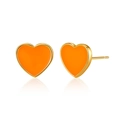 Chic 18K gold plated heart stud earrings with bright orange enamel oil drip process - Orange Heart (KE0634-1)