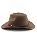 Cappello da cowboy marrone in finta pelle scamosciata con fascia nera e teschio - M(56-58cm) / caffè