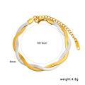 Two-tone gold and silver layered snake chain necklace with lobster clasp and adjustable link - Mixed Gold and Silver Bracelet