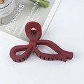Elegant matte wine red oversized bow claw clip for thick hair styling - Burgundy