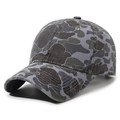 Unisex grey camouflage baseball cap in washed canvas with reinforced brim detail - Adjustable / Blue