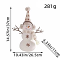 Plush Christmas snowman doll with brown plaid hat and scarf including size dimensions - Pointy Hat Style