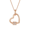 Detailed close-up of S925 silver heart necklace in rose gold with pavé moissanite stones - Include Chain 45cm / Rose Gold
