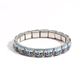 Italian charm bracelet in stainless steel featuring blue dolphin and whale enamel links - Sea Creature Set (Style 11)
