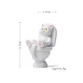 Miniature white resin cat figurine sitting on toilet, 3.5cm tall decorative ornament - White Cat