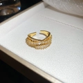 Adjustable golden V-shaped open ring with double-row zircon pavé in jewelry box - 30# Ring-Gold (Butterfly with Crystals)
